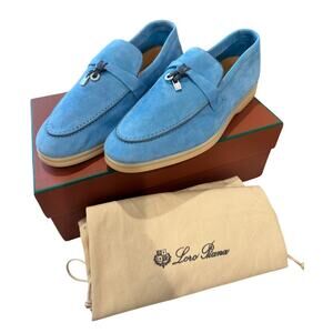 Loro Piana Summer Charms Walk loafers blue suede EU39